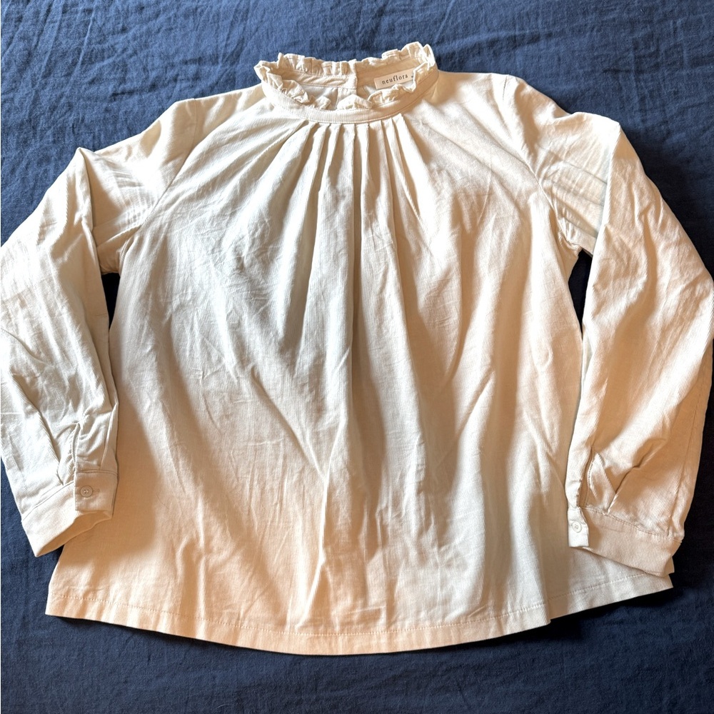Neuflora ruffled collar blouse, size M, worn 2X, excellent condition, NSPF home